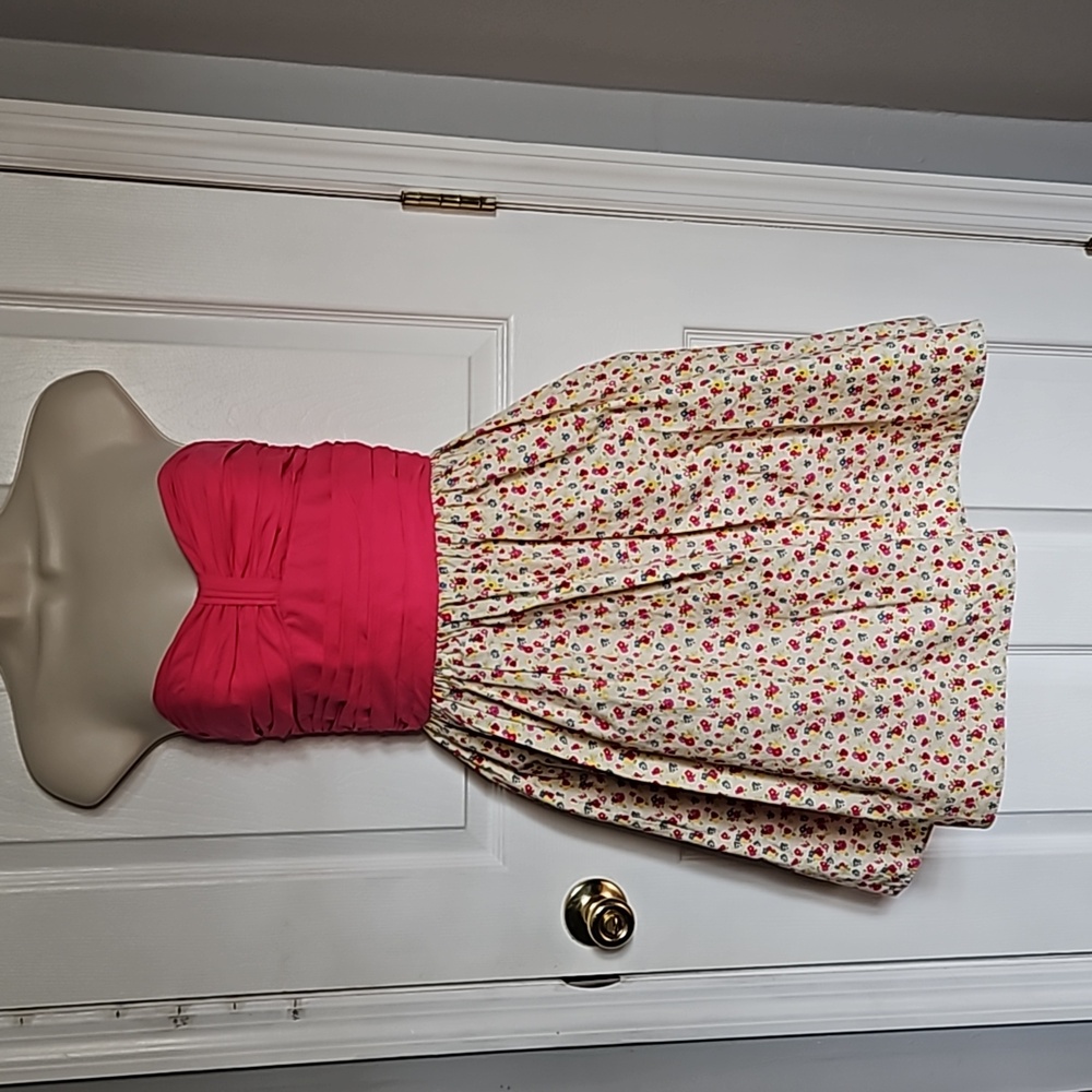 Betsey Johnson Vintage retro crinoline Strapless Floral Dress Pink small